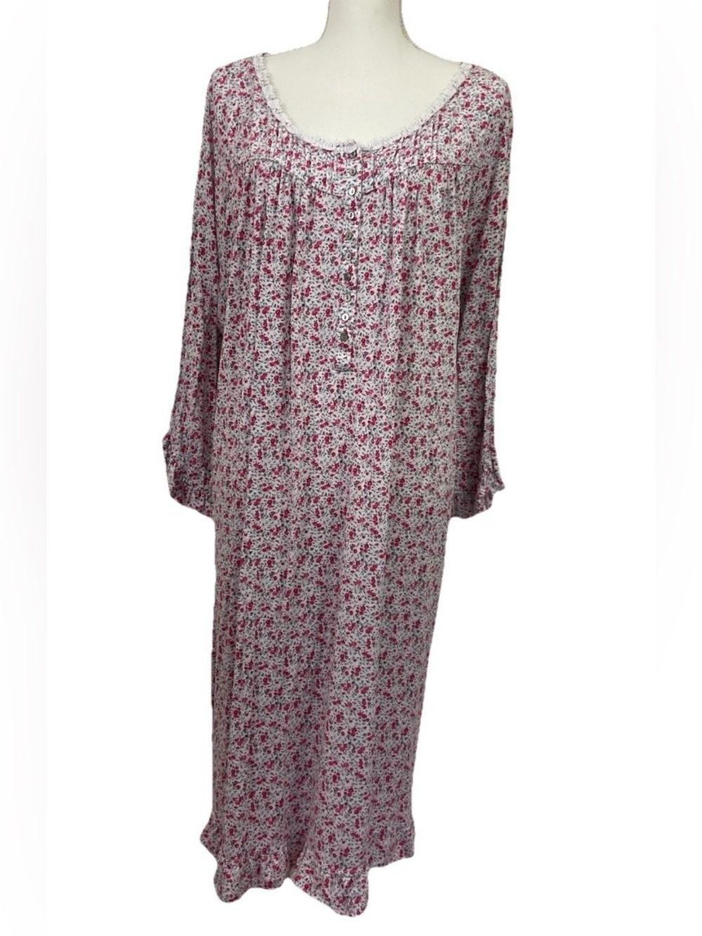 Eileen West Midi Nightgown Womens XL Floral Granny Cottagecore Lounge Y2K Modest